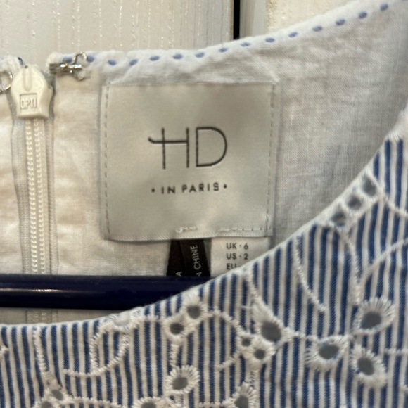 HD in Paris Anthropologie Striped Floral Peplum Eyelet Top - Picture 4 of 5